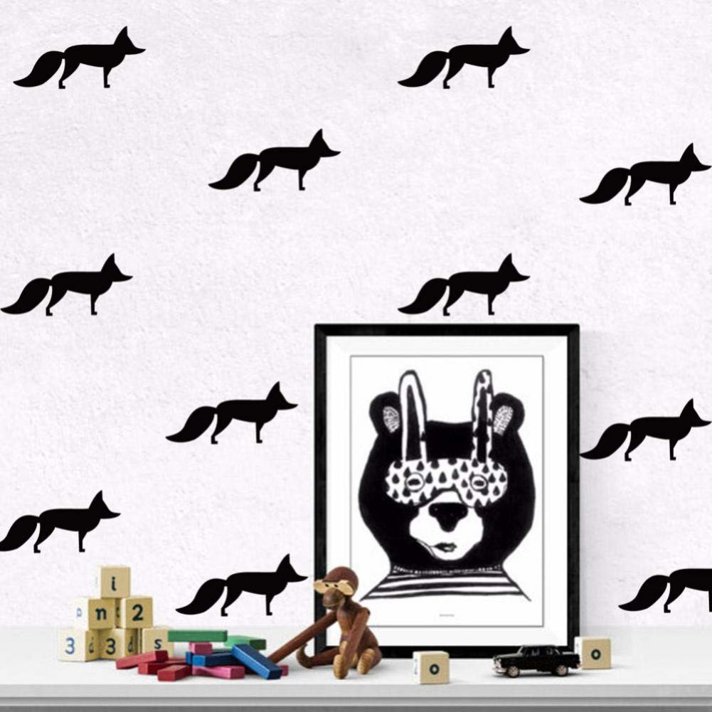 Vinyl Wall Sticker Fox Shaped Decal for Nursery Dormitory Bedroom Home Decoration(Light grey)