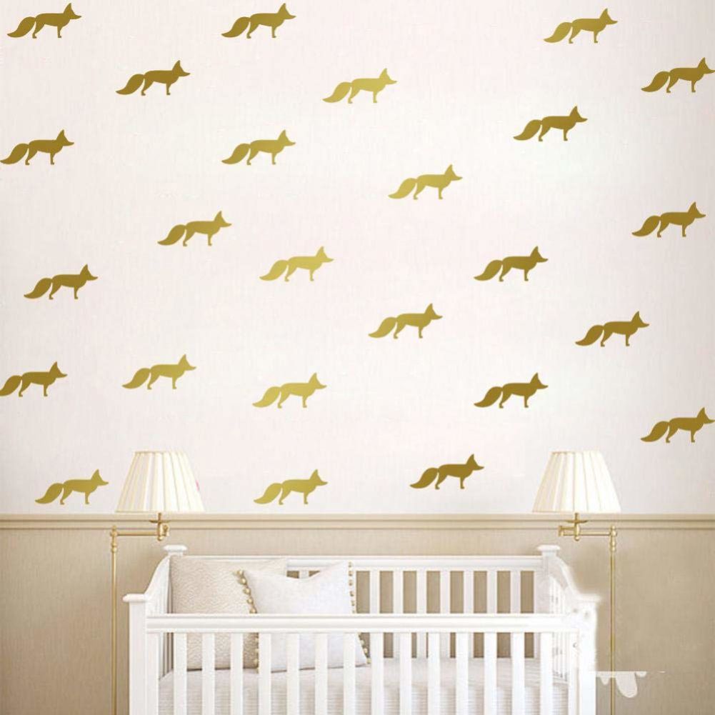 Vinyl Wall Sticker Fox Shaped Decal for Nursery Dormitory Bedroom Home Decoration(White)