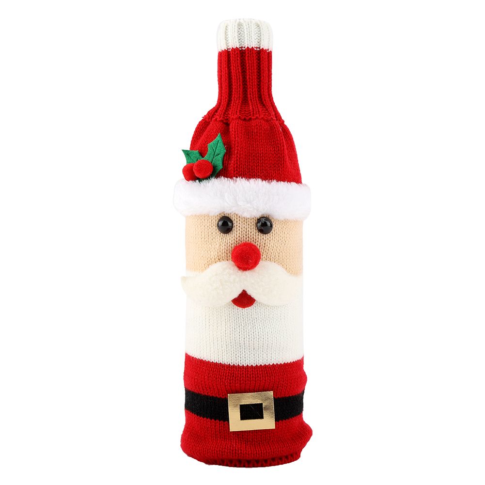Knitted Wine Bottle Cover Bag Protector Christmas Table Party Decoration Ornament (Santa Claus)
