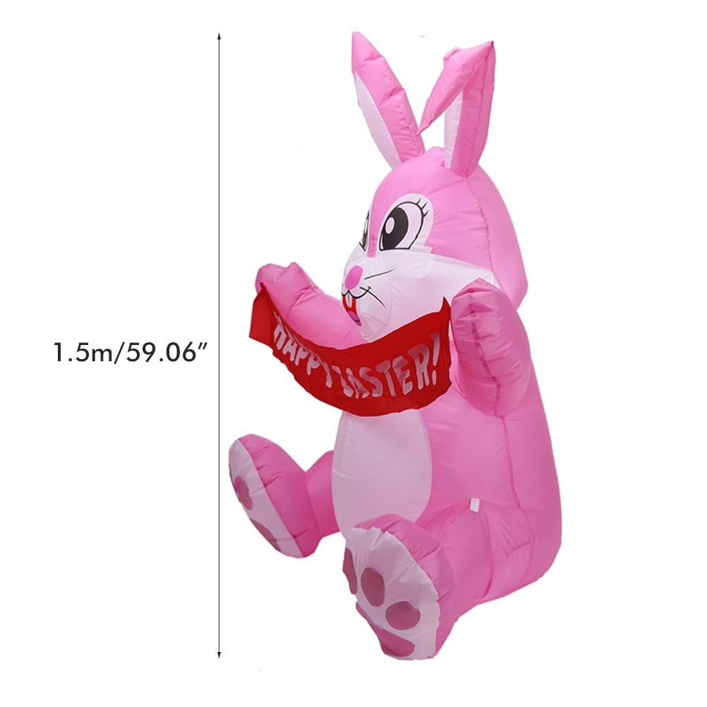 1.5M Inflatable Easter Bunny Doll Toy LED Night Light Figure Blow Up Yard Lawn Inflatables Outdoor Garden Party Ornament Decoration