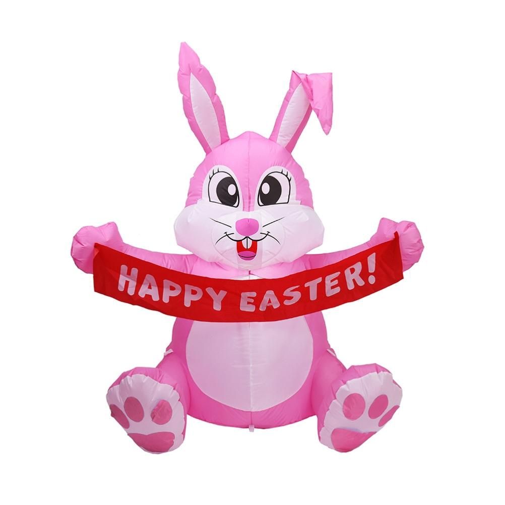 1.5M Inflatable Easter Bunny Doll Toy LED Night Light Figure Blow Up Yard Lawn Inflatables Outdoor Garden Party Ornament Decoration