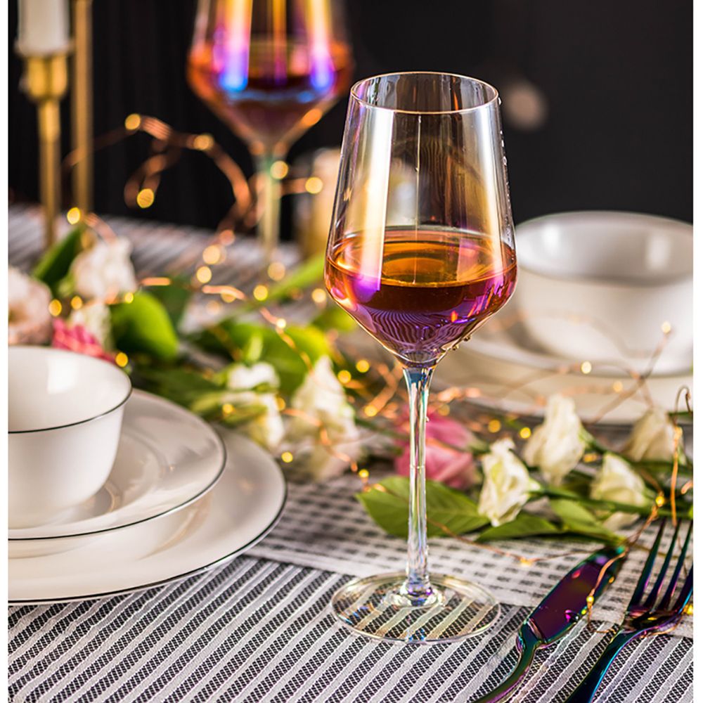 2PCS Goblet Colorful Translucent Ion Plating Elegant Toasting Flute Glass for Wedding Parties
