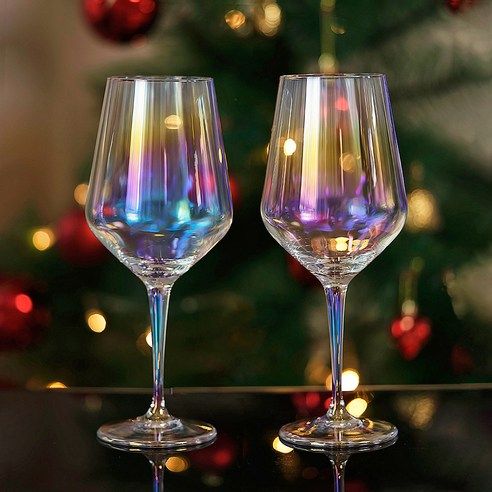 2PCS Goblet Colorful Translucent Ion Plating Elegant Toasting Flute Glass for Wedding Parties