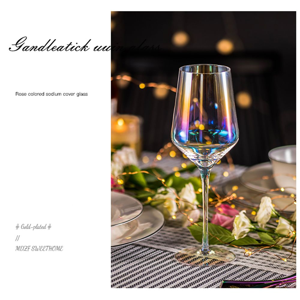 2PCS Goblet Colorful Translucent Ion Plating Elegant Toasting Flute Glass for Wedding Parties