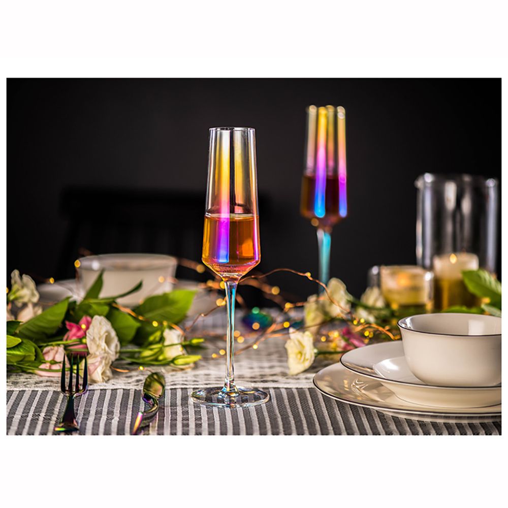 2PCS Goblet Colorful Translucent Ion Plating Elegant Toasting Flute Glass for Wedding Parties
