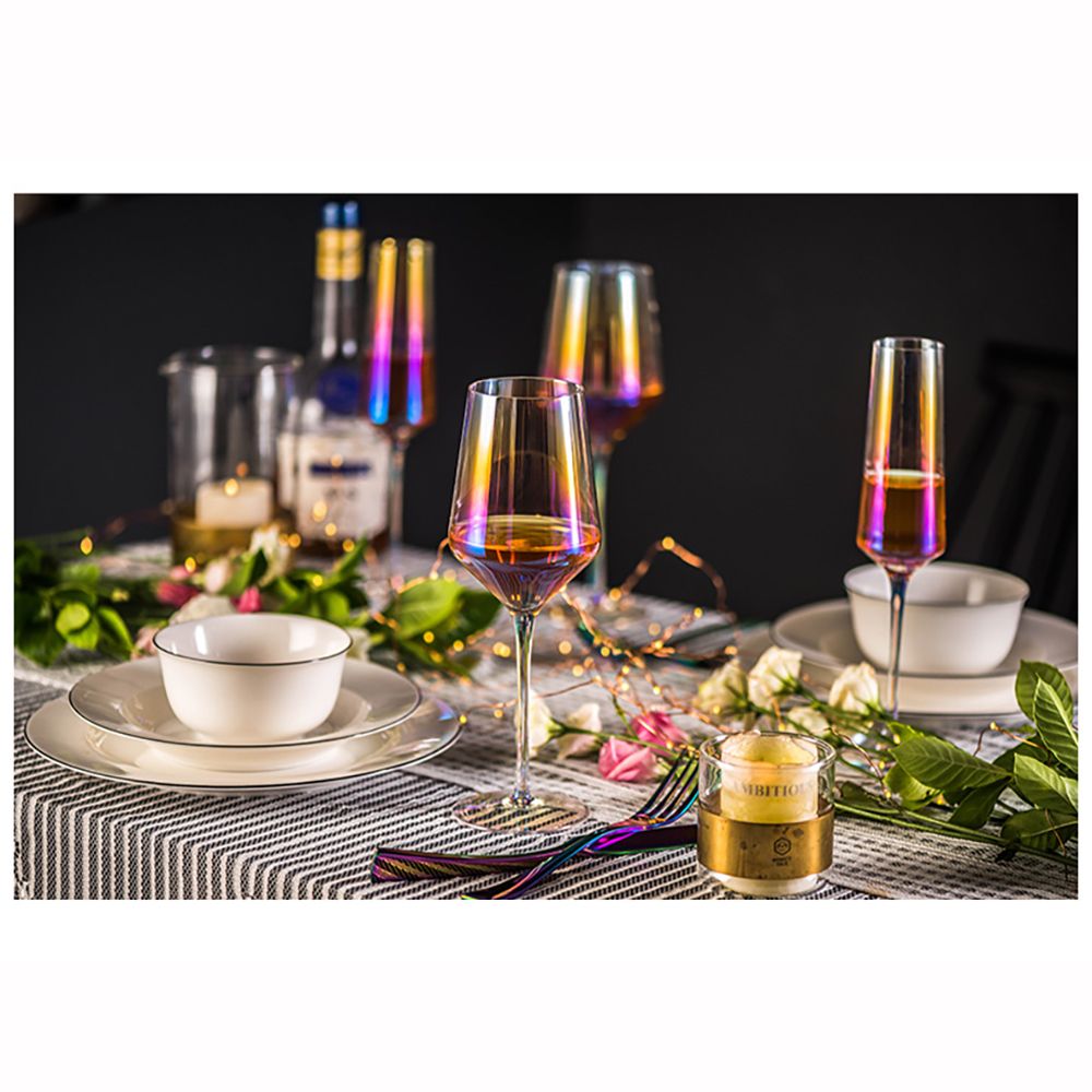 2PCS Goblet Colorful Translucent Ion Plating Elegant Toasting Flute Glass for Wedding Parties