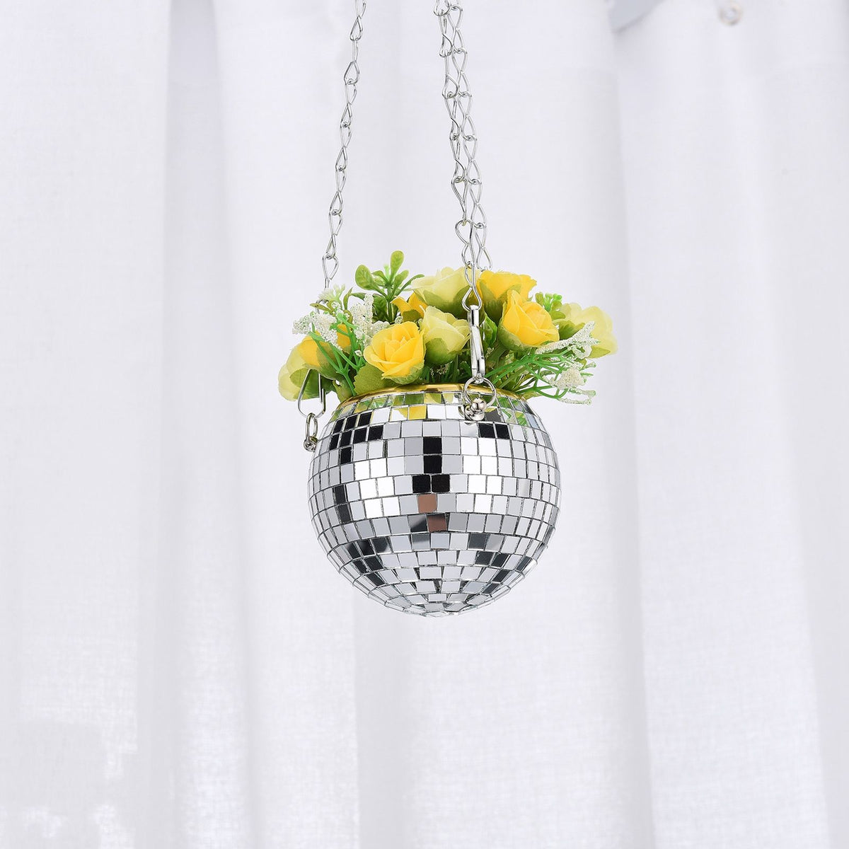 2PCS Disco Ball Planter Large Capacity Multifunctional Hanging Disco Ball Flower Pot for Gardens Terraces