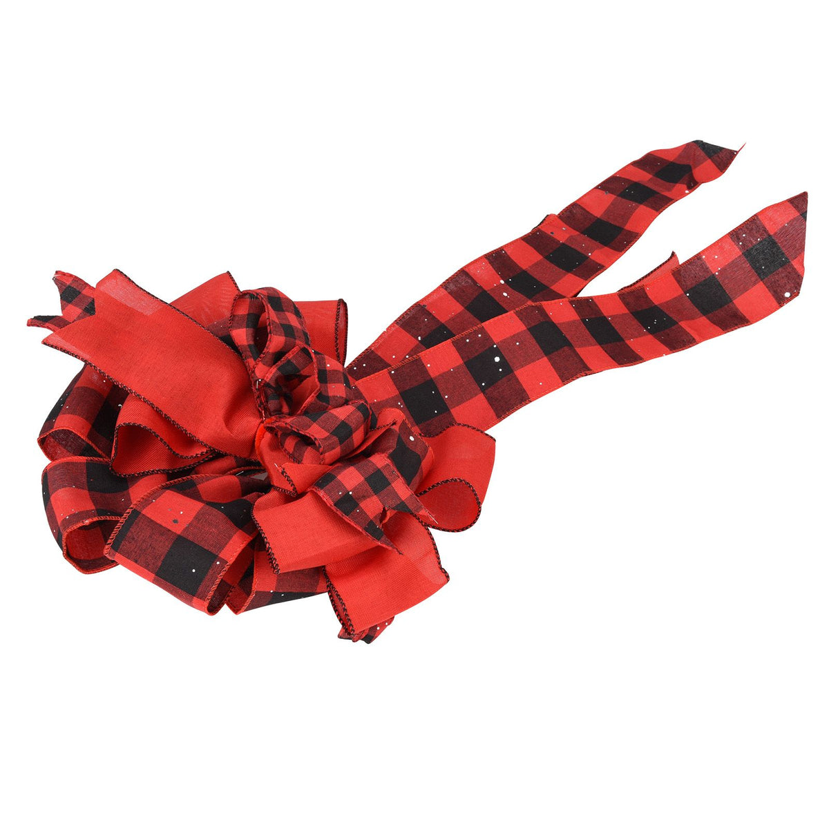 Tree Topper Bow Red Black Plaid Cloth Tree Top Bow Tie Decoration for DIY Christmas Wreath