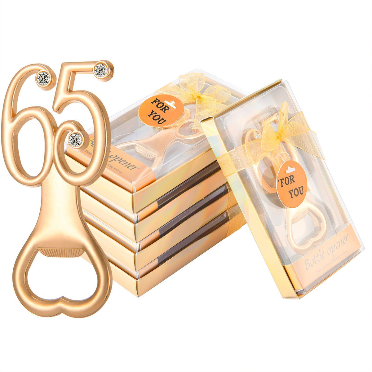 36pcs Bottle Opener Zinc Alloy Exquisite Rose Gold Bottle Opener Set for 65 Years Old Birthday Party