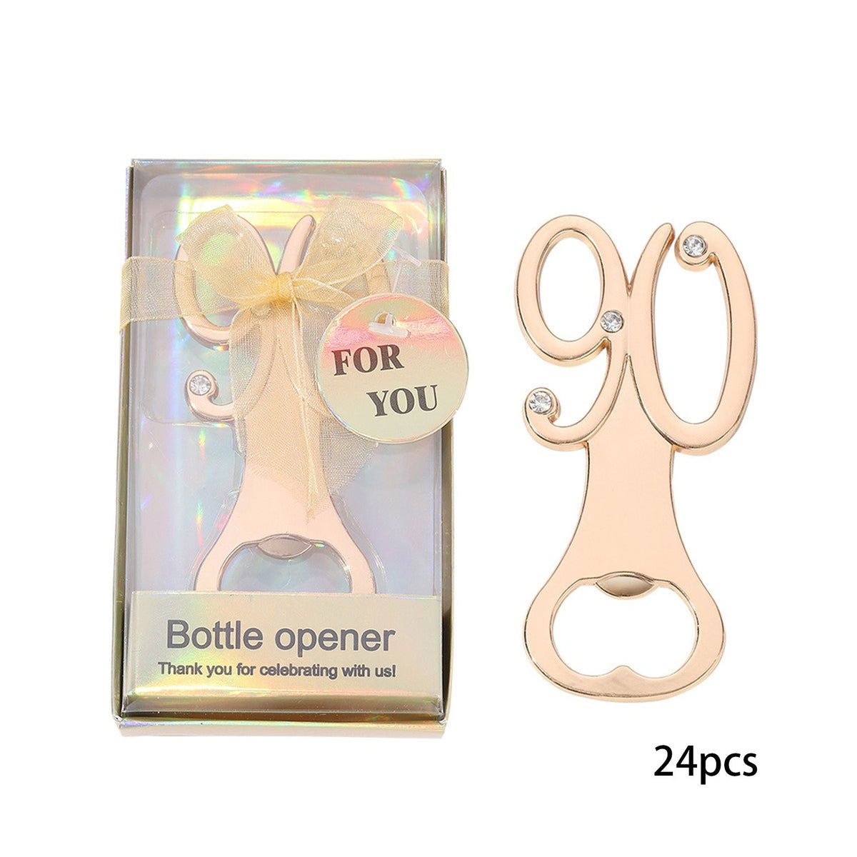 24Pcs 90 Digital Bottle Opener Number 90th Birthday Bottle Opener for Home Hotel Party Wedding Use