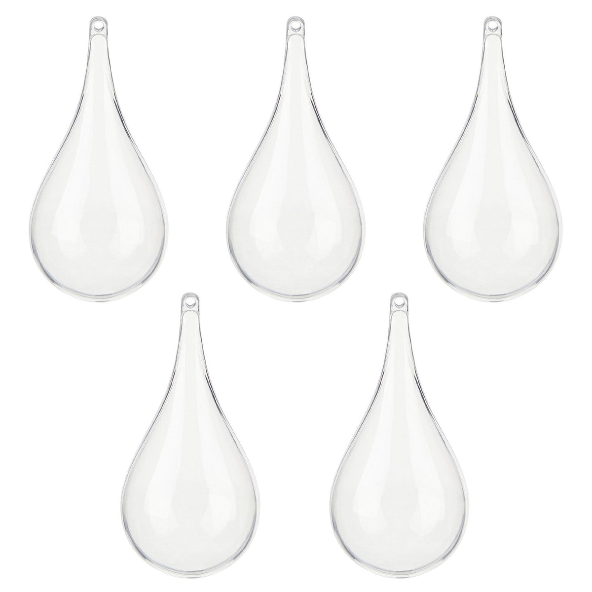 5pcs Clear Plastic Fillable Ornament Ball Xmas Hanging Balls Decorations for Holiday Drop Shaped