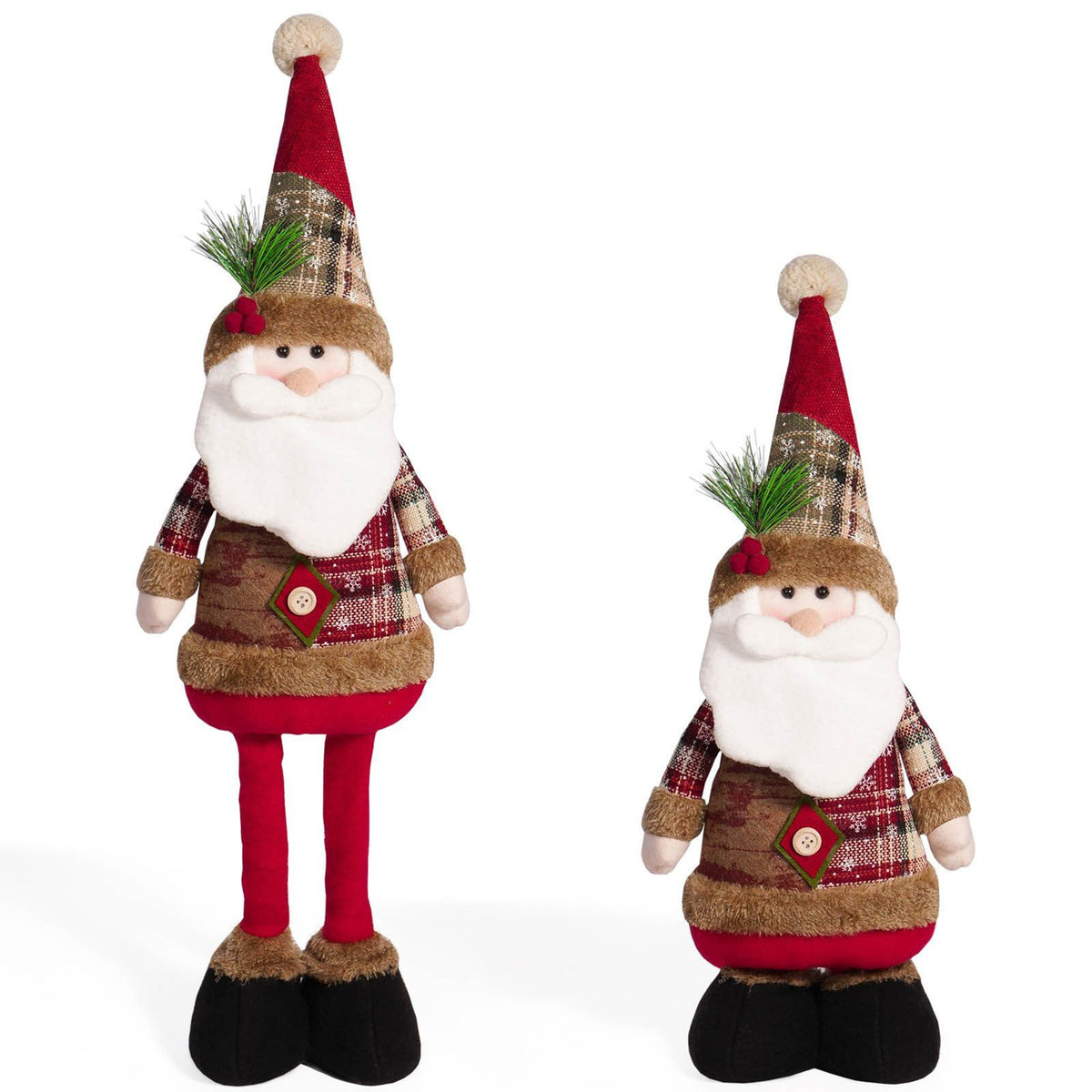 Telescopic Xmas Doll Ornament Xmas Decoration Doll Figurine for Table Fireplace Holiday Decor Santa