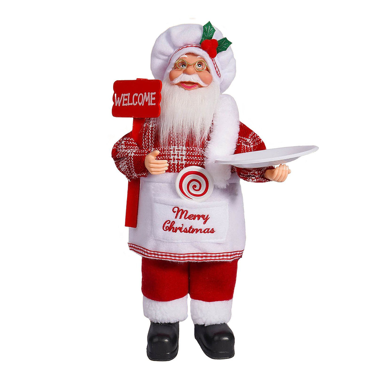 12in Xmas Santa Doll Cartoon Cute Collection Standing Santa Ornament for Home Show Window Decoration Red White Style B