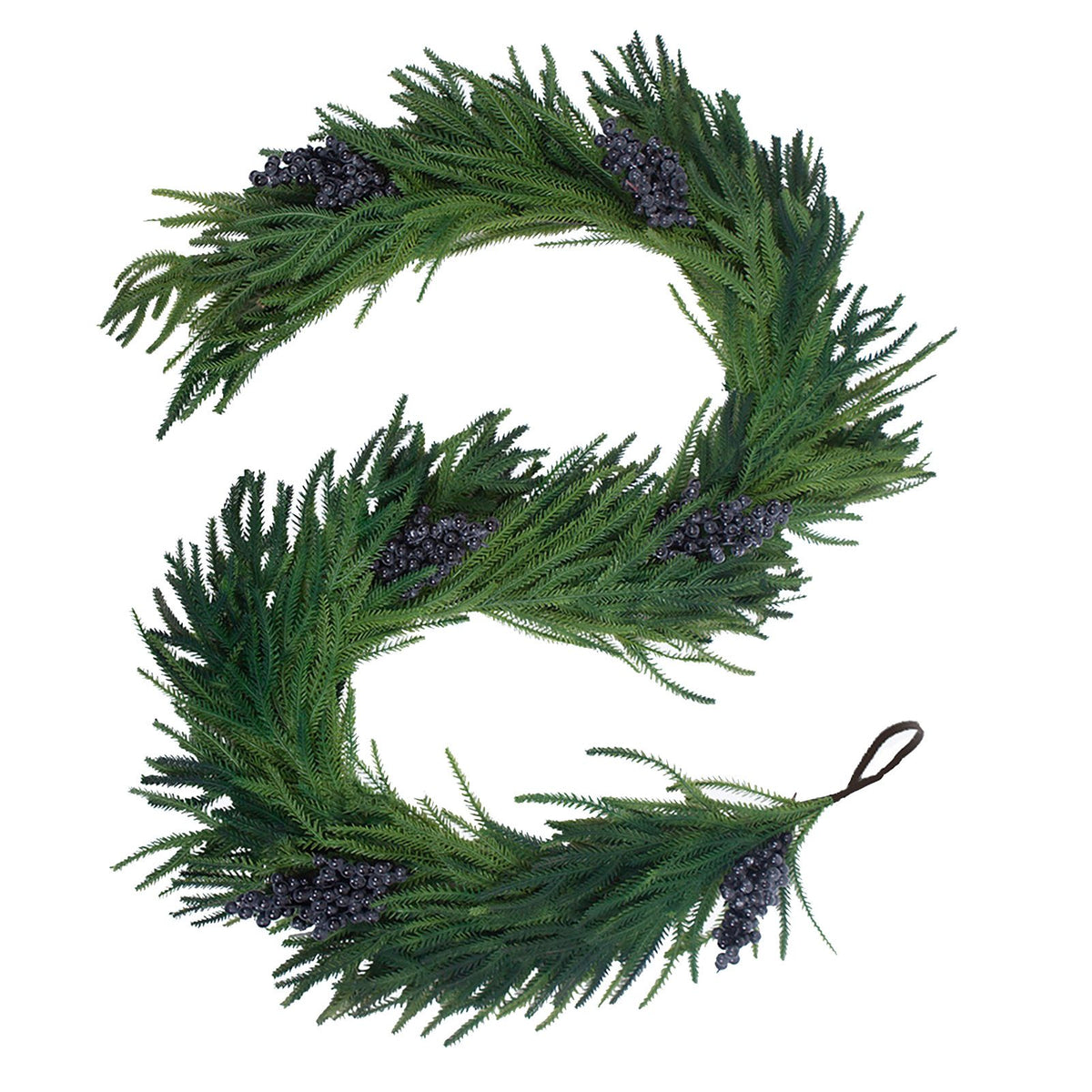 Artificial Norfolk Pine Garland Lifelike Plastic Xmas Pine Garland with Berry for Front Door Window Wall Fireplace 6ft
