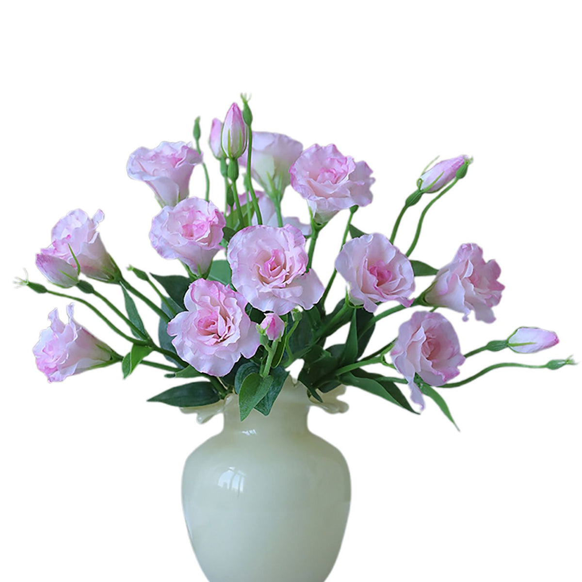 5PCS Artificial Silk Fake Eustoma Flowers Long Stem Lifelike Flowers for Wedding Party Home Decor Pink