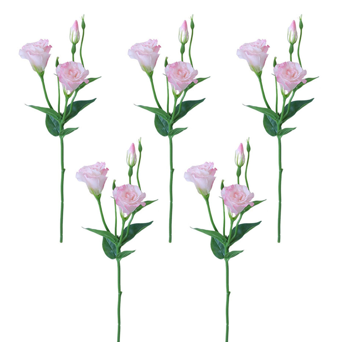 5PCS Artificial Silk Fake Eustoma Flowers Long Stem Lifelike Flowers for Wedding Party Home Decor Pink