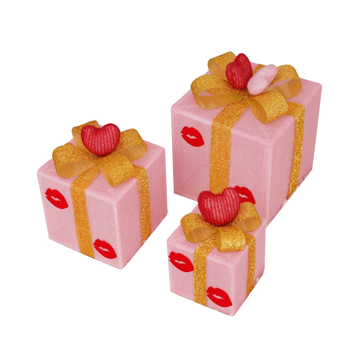 3pcs Lighted Gift Boxes Elegant Pre Lit Xmas Boxes Decorations for Home Stores Offices Restaurant Style D