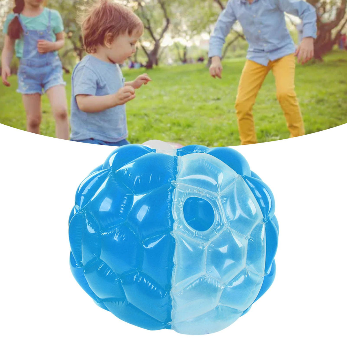 Inflatable Bumping Ball Foldable Portable Body Bubble Ball 90x75cm for Party Games Blue