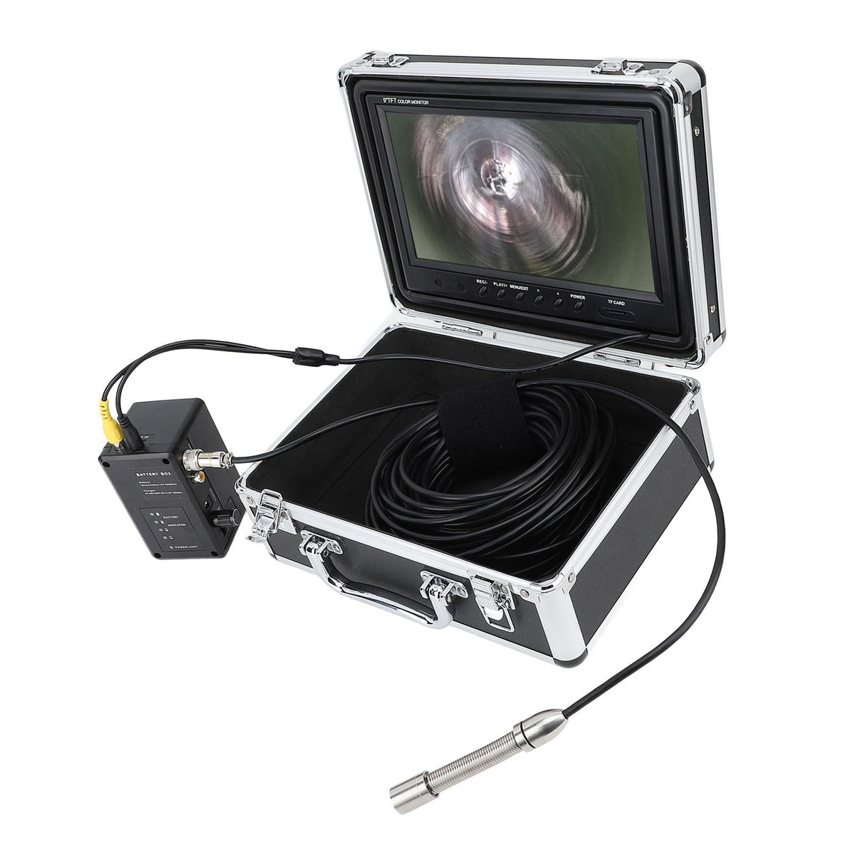 Endoscope Camera 17mm 20M 9 Inch HD Display IP68 Waterproof Borescope Drain Sewer Pipe Inspection Camera with LED Lights for Plumbers AC