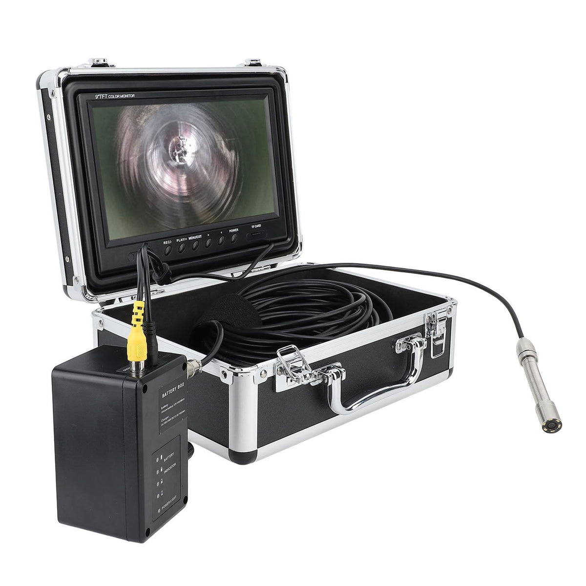 Endoscope Camera 17mm 20M 9 Inch HD Display IP68 Waterproof Borescope Drain Sewer Pipe Inspection Camera with LED Lights for Plumbers AC