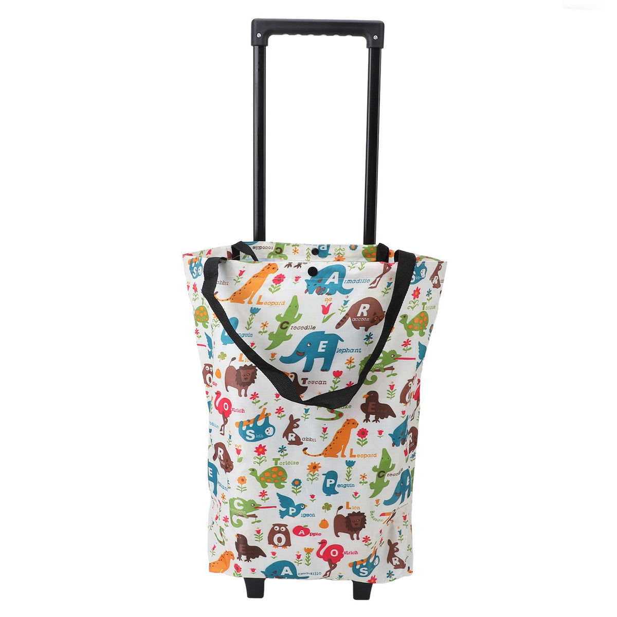 Foldable Shopping Cart for Groceries with Wheels 360 Degree Rolling Swivel Grocery Cart Oxford Fabric Elephant