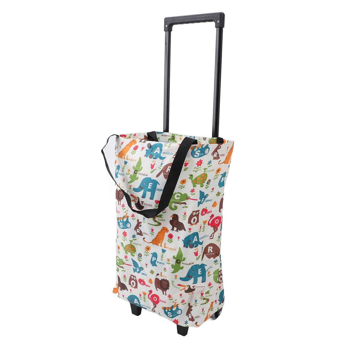 Foldable Shopping Cart for Groceries with Wheels 360 Degree Rolling Swivel Grocery Cart Oxford Fabric Elephant