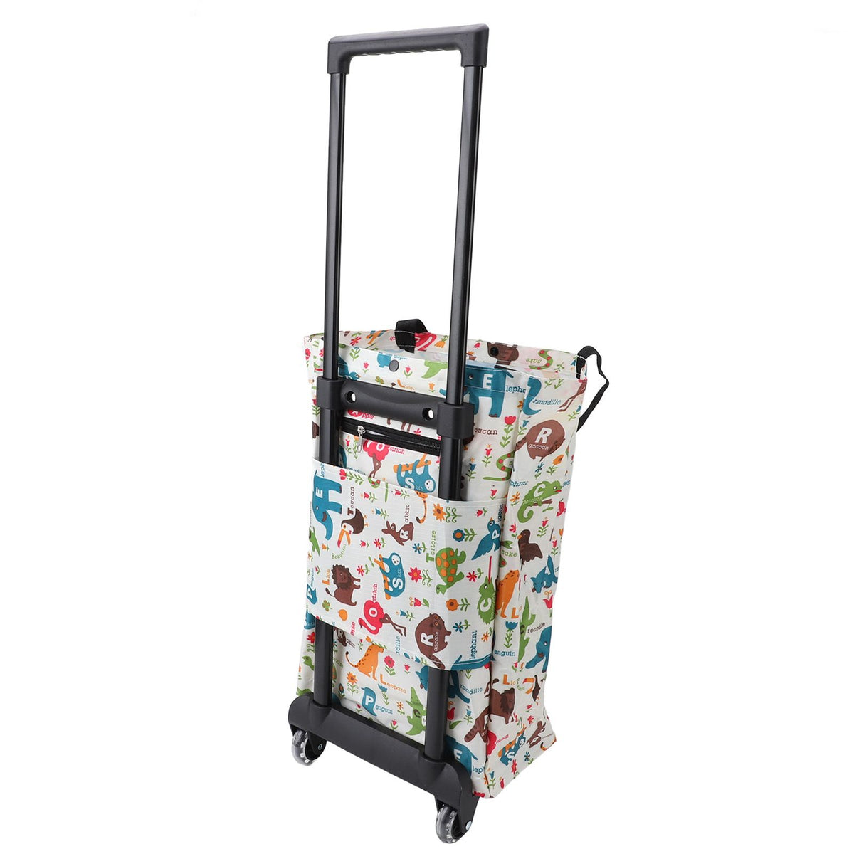 Foldable Shopping Cart for Groceries with Wheels 360 Degree Rolling Swivel Grocery Cart Oxford Fabric Elephant