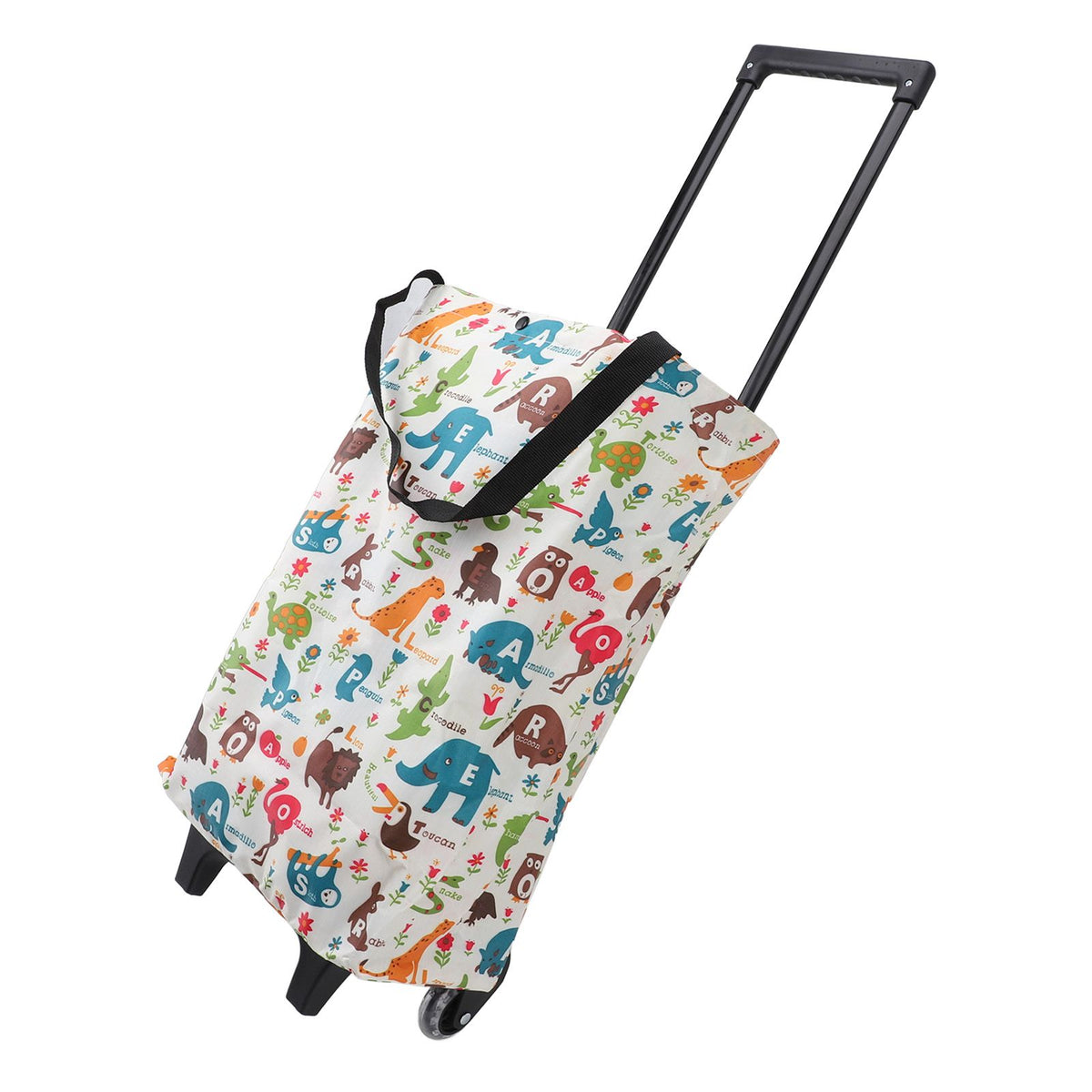 Foldable Shopping Cart for Groceries with Wheels 360 Degree Rolling Swivel Grocery Cart Oxford Fabric Elephant