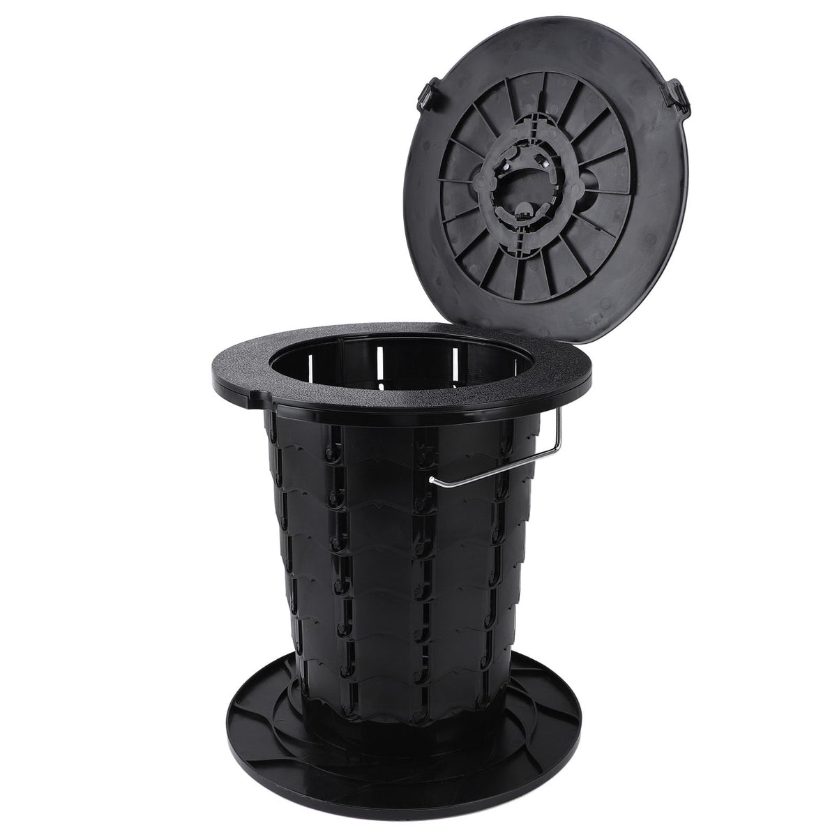 Retractable Portable Toilet Foldable Travel Toilet 7 Level Adjustable Height Camping Portable Potty for Adults Kids 330.7lb Load Capacity Black