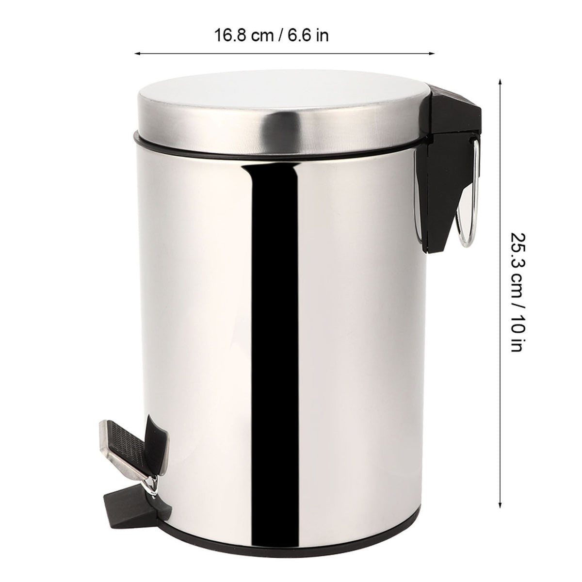 3L Household Stainless Steel Step Pedal Trash Can Dustbin Rubbish Garbage Bin Container