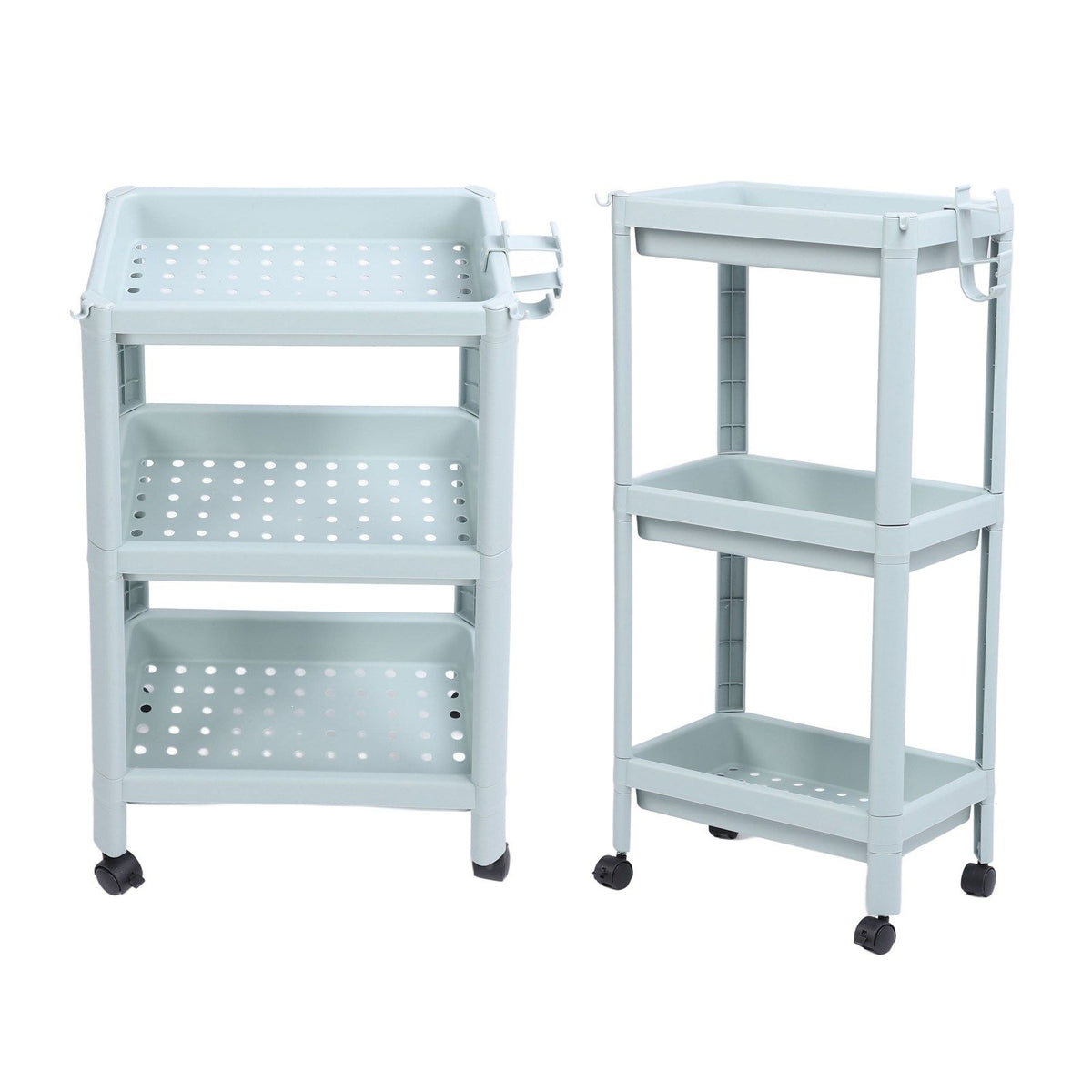 Bathroom Floor Storage Shelf Bathroom Storage Open Shelf Unit Freestanding Corner Rack Shelves Storage Rack Nordic Blue 3 Tier (with Wheels)