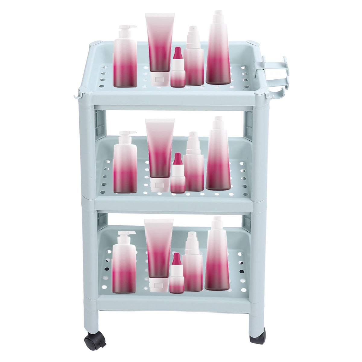 Bathroom Floor Storage Shelf Bathroom Storage Open Shelf Unit Freestanding Corner Rack Shelves Storage Rack Nordic Blue 3 Tier (with Wheels)