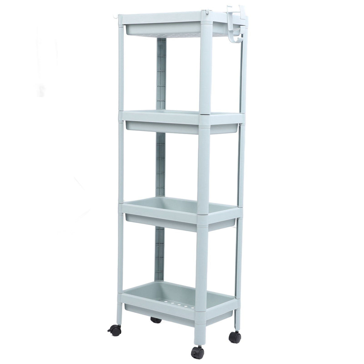 Bathroom Floor Storage Shelf Bathroom Storage Open Shelf Unit Freestanding Corner Rack Shelves Storage Rack Nordic Blue 4 Tier (with Wheels)
