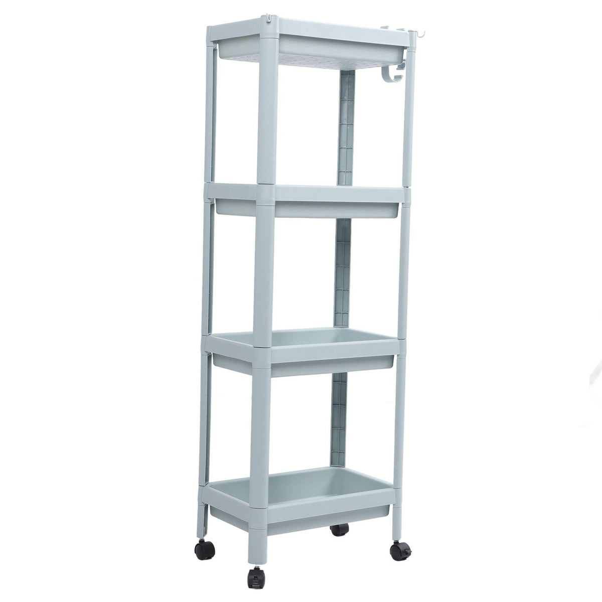 Bathroom Floor Storage Shelf Bathroom Storage Open Shelf Unit Freestanding Corner Rack Shelves Storage Rack Nordic Blue 4 Tier (with Wheels)