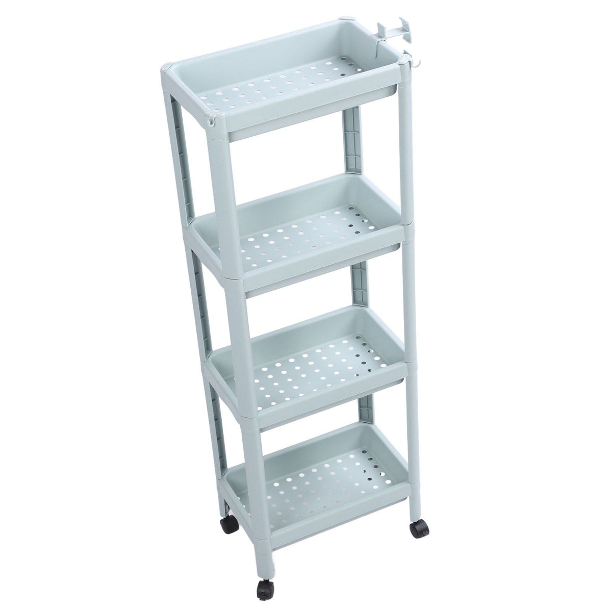 Bathroom Floor Storage Shelf Bathroom Storage Open Shelf Unit Freestanding Corner Rack Shelves Storage Rack Nordic Blue 4 Tier (with Wheels)