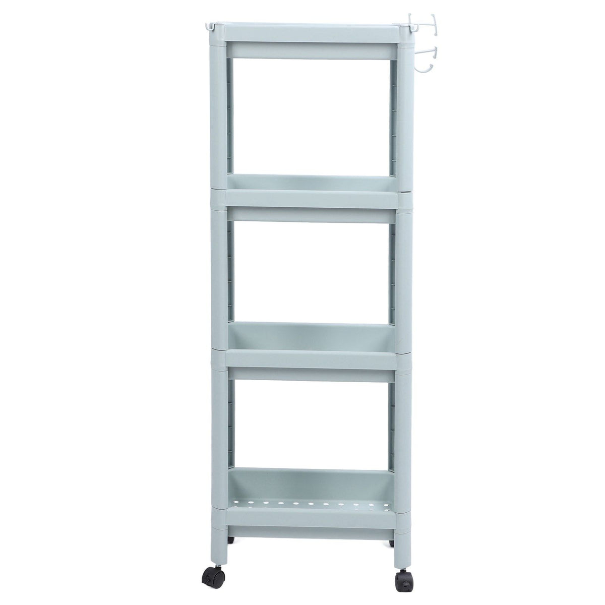 Bathroom Floor Storage Shelf Bathroom Storage Open Shelf Unit Freestanding Corner Rack Shelves Storage Rack Nordic Blue 4 Tier (with Wheels)