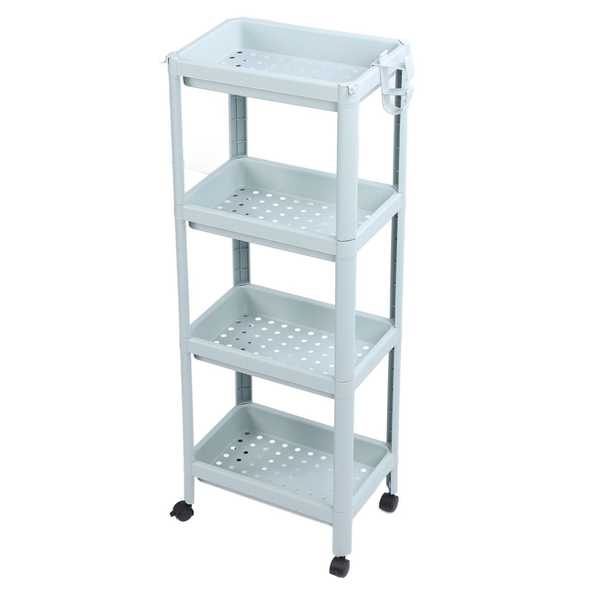 Bathroom Floor Storage Shelf Bathroom Storage Open Shelf Unit Freestanding Corner Rack Shelves Storage Rack Nordic Blue 4 Tier (with Wheels)