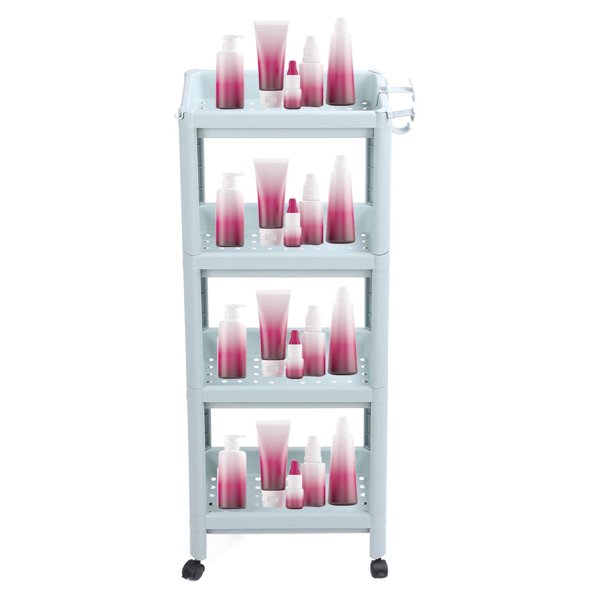 Bathroom Floor Storage Shelf Bathroom Storage Open Shelf Unit Freestanding Corner Rack Shelves Storage Rack Nordic Blue 4 Tier (with Wheels)