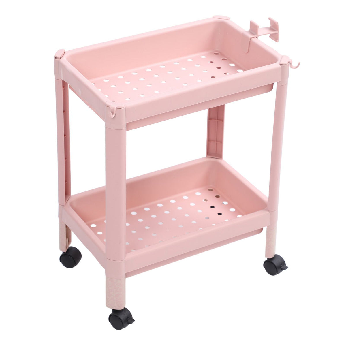Bathroom Floor Storage Shelf Multi Layer Stable Durable Standing Shelf Unit Freestanding Corner Rack Shelves Pink 2 Layers (with Wheels)