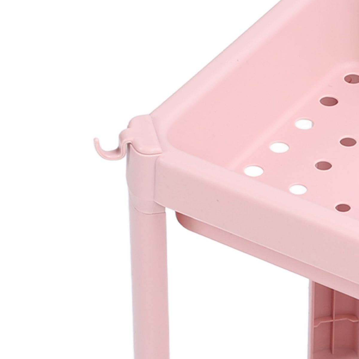Bathroom Floor Storage Shelf Multi Layer Stable Durable Standing Shelf Unit Freestanding Corner Rack Shelves Pink 2 Layers (with Wheels)