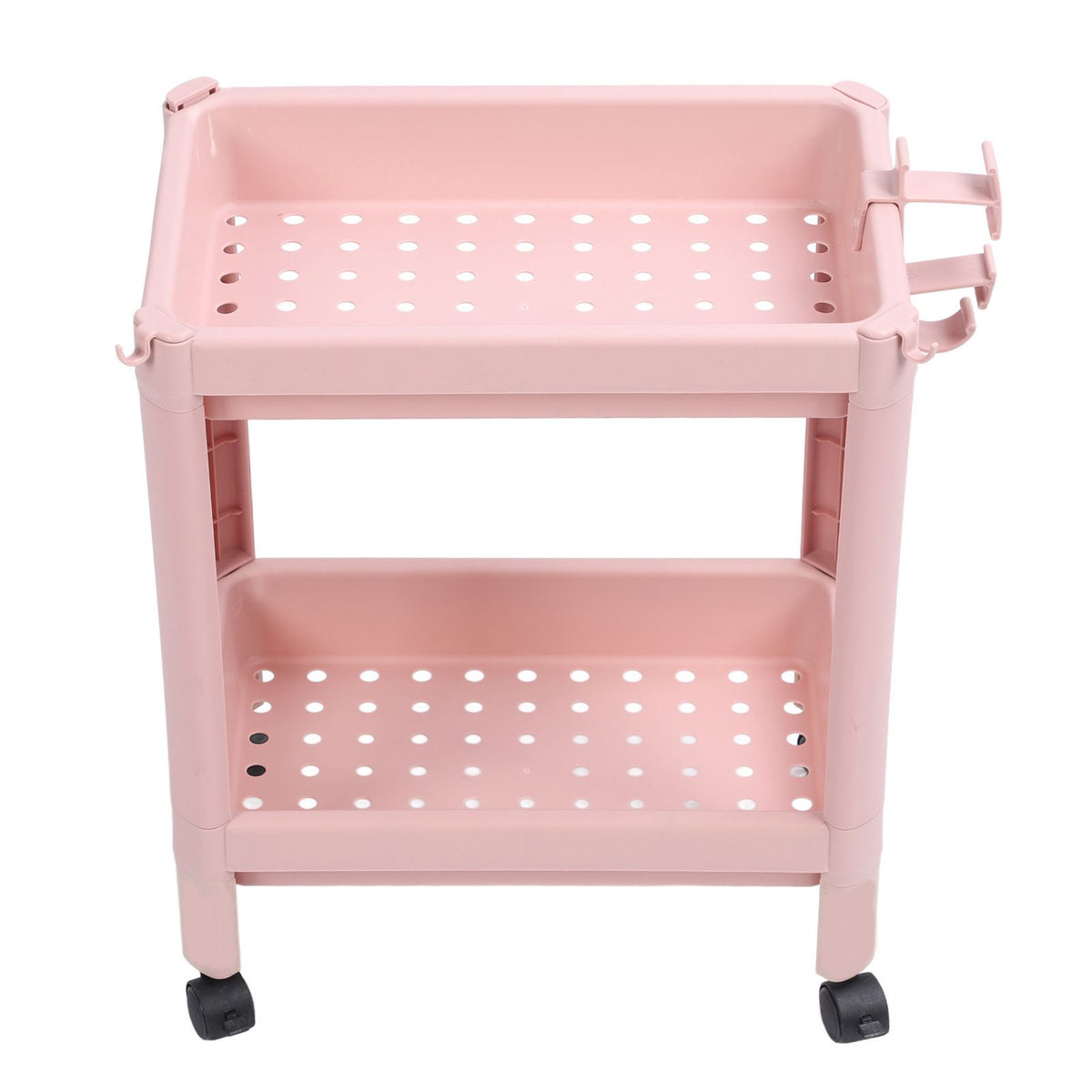 Bathroom Floor Storage Shelf Multi Layer Stable Durable Standing Shelf Unit Freestanding Corner Rack Shelves Pink 2 Layers (with Wheels)