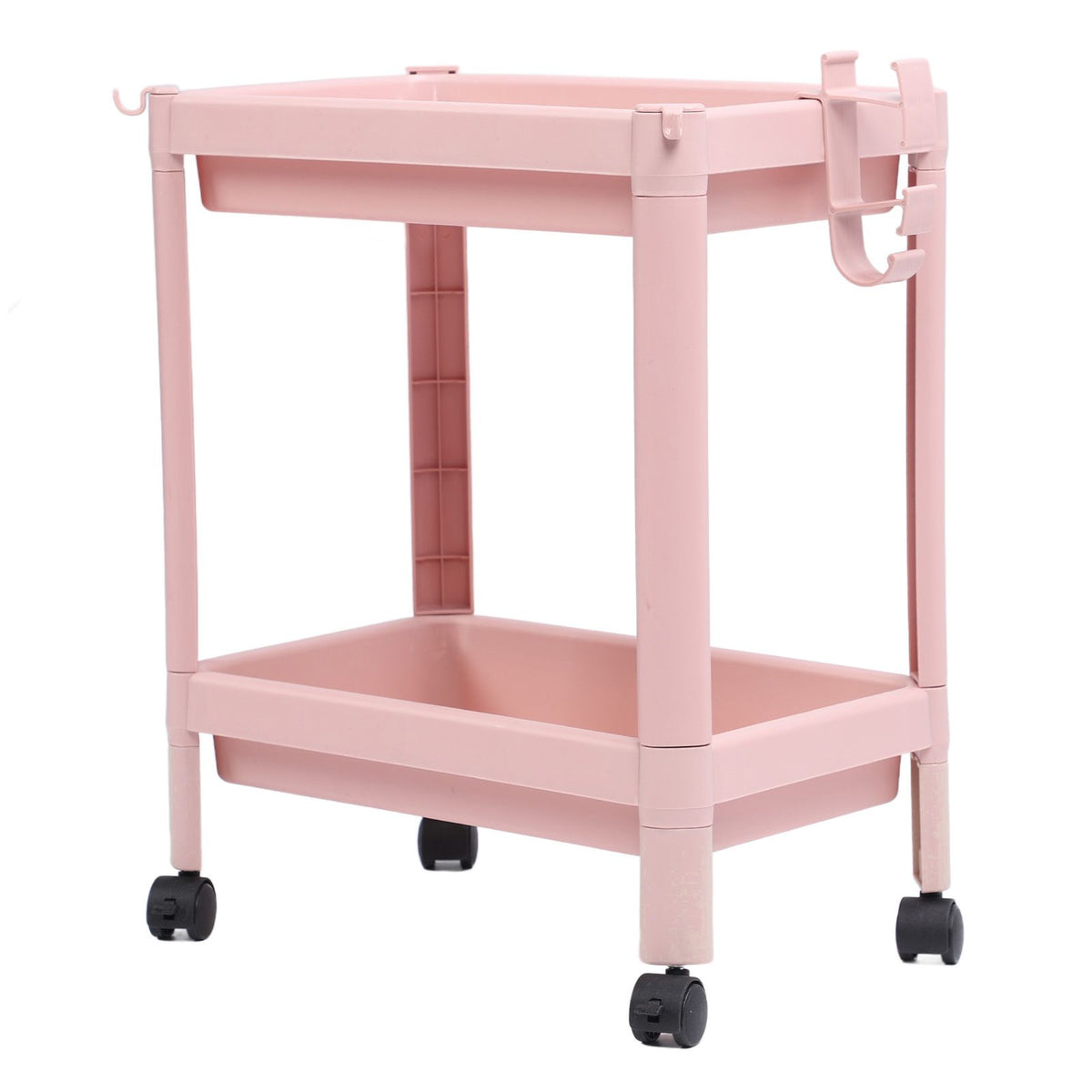 Bathroom Floor Storage Shelf Multi Layer Stable Durable Standing Shelf Unit Freestanding Corner Rack Shelves Pink 2 Layers (with Wheels)