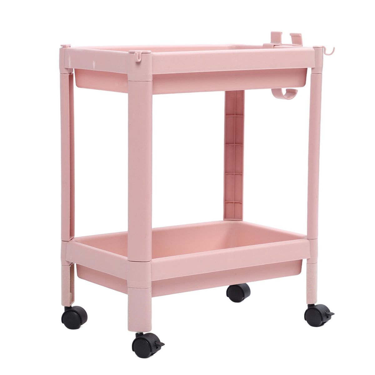 Bathroom Floor Storage Shelf Multi Layer Stable Durable Standing Shelf Unit Freestanding Corner Rack Shelves Pink 2 Layers (with Wheels)