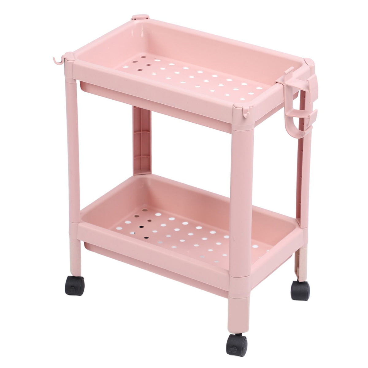 Bathroom Floor Storage Shelf Multi Layer Stable Durable Standing Shelf Unit Freestanding Corner Rack Shelves Pink 2 Layers (with Wheels)