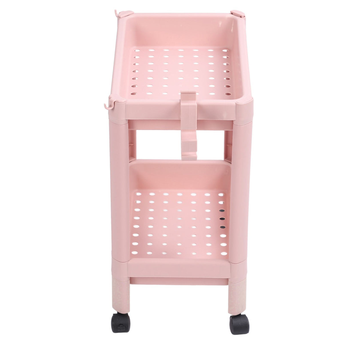 Bathroom Floor Storage Shelf Multi Layer Stable Durable Standing Shelf Unit Freestanding Corner Rack Shelves Pink 2 Layers (with Wheels)