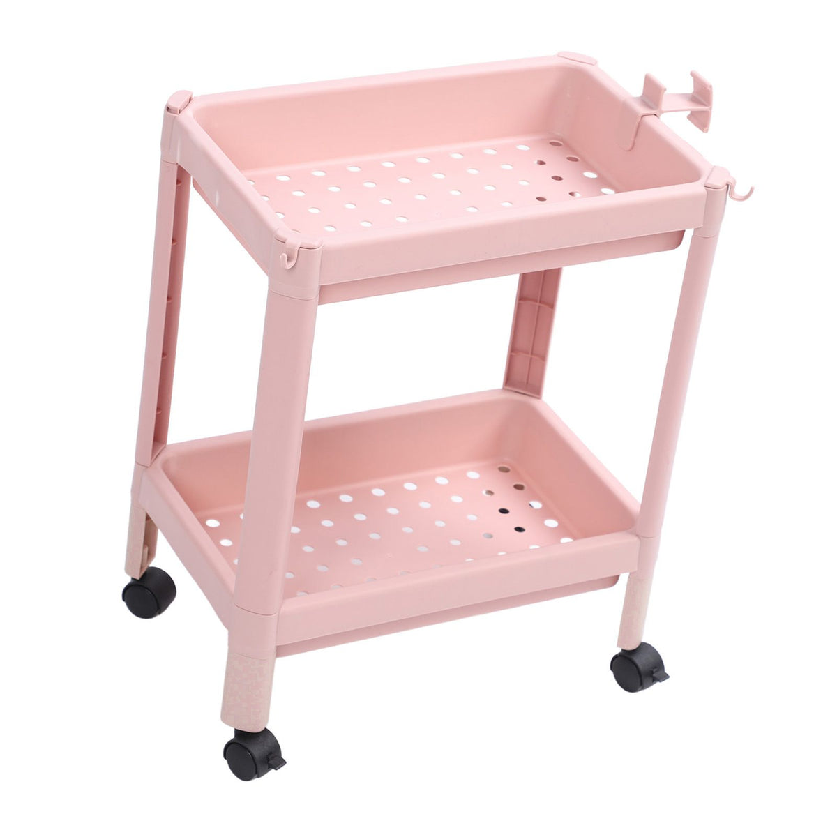 Bathroom Floor Storage Shelf Multi Layer Stable Durable Standing Shelf Unit Freestanding Corner Rack Shelves Pink 2 Layers (with Wheels)