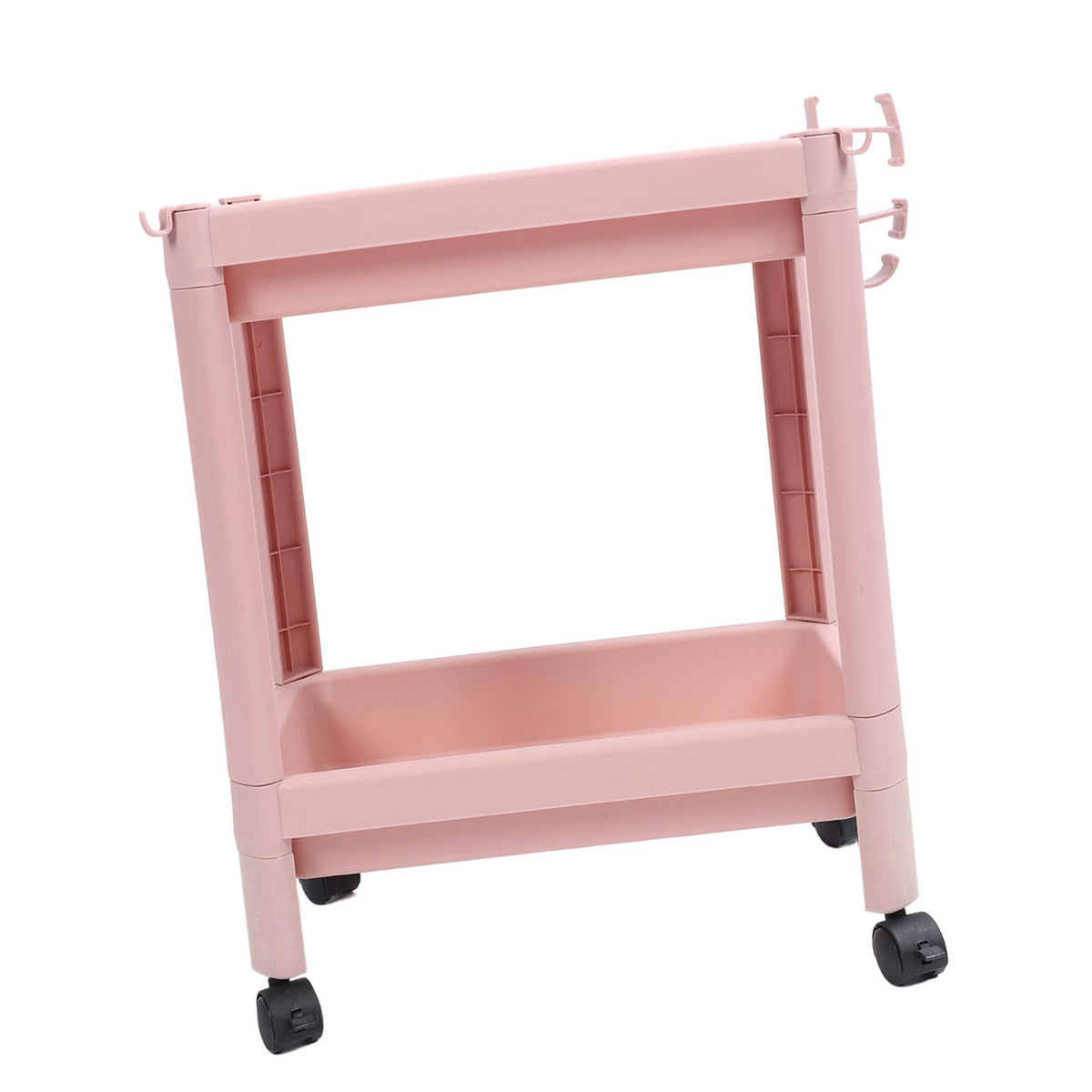 Bathroom Floor Storage Shelf Multi Layer Stable Durable Standing Shelf Unit Freestanding Corner Rack Shelves Pink 2 Layers (with Wheels)