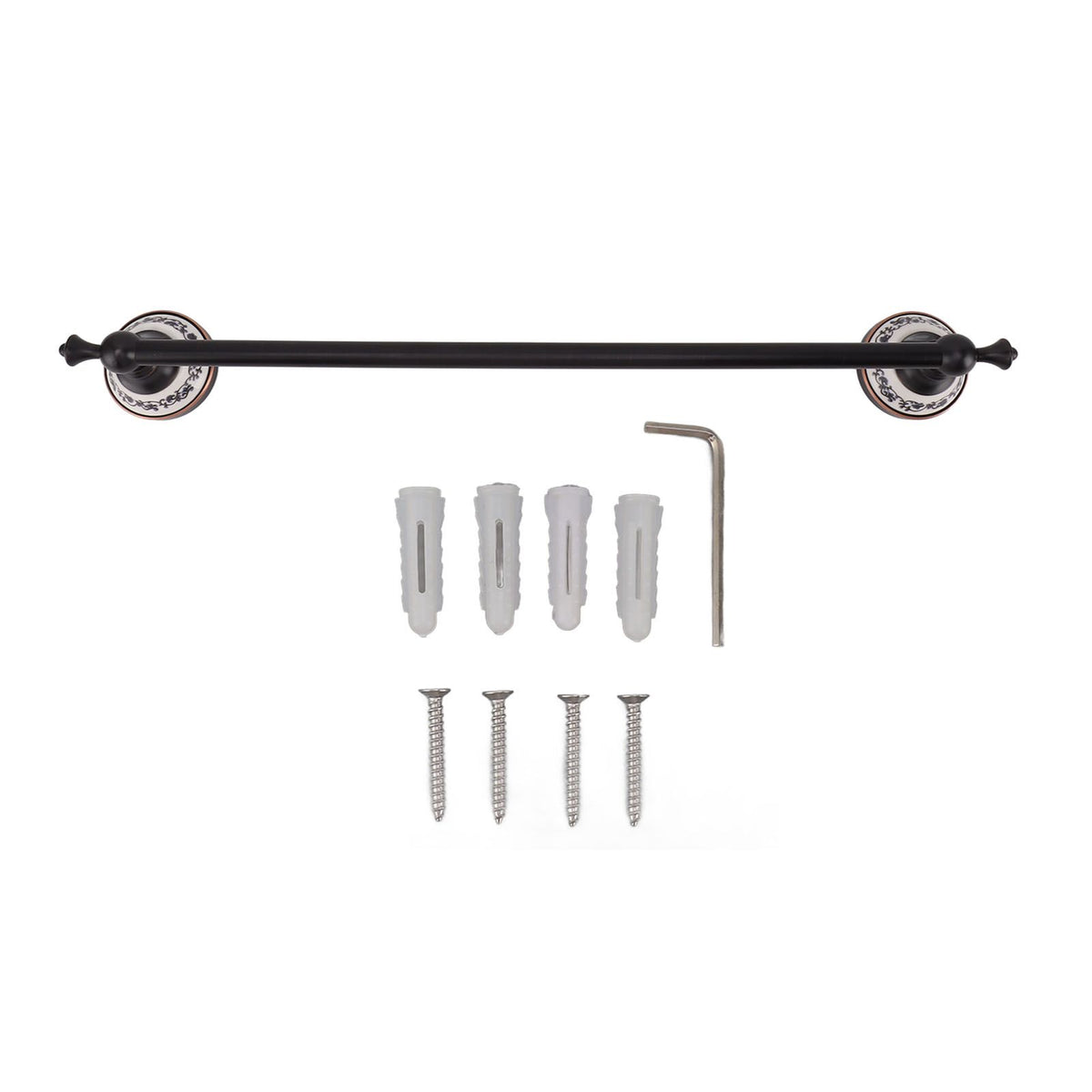 Towel Bar European Style Single Rod Hanging Bath Towel Holder Copper Towel Rack for Bathroom Toilets Dark Bronze