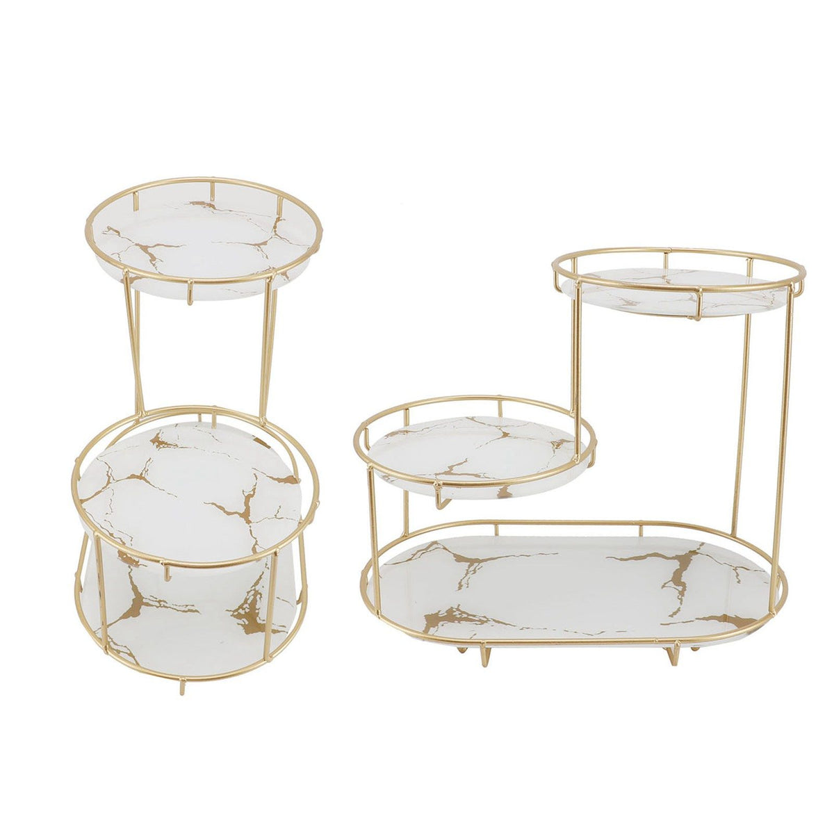 Makeup Shelf Organizer Iron Glass Stylish Modern Bathroom Countertop Organizer for Cosmetic Perfume Skincare White Background