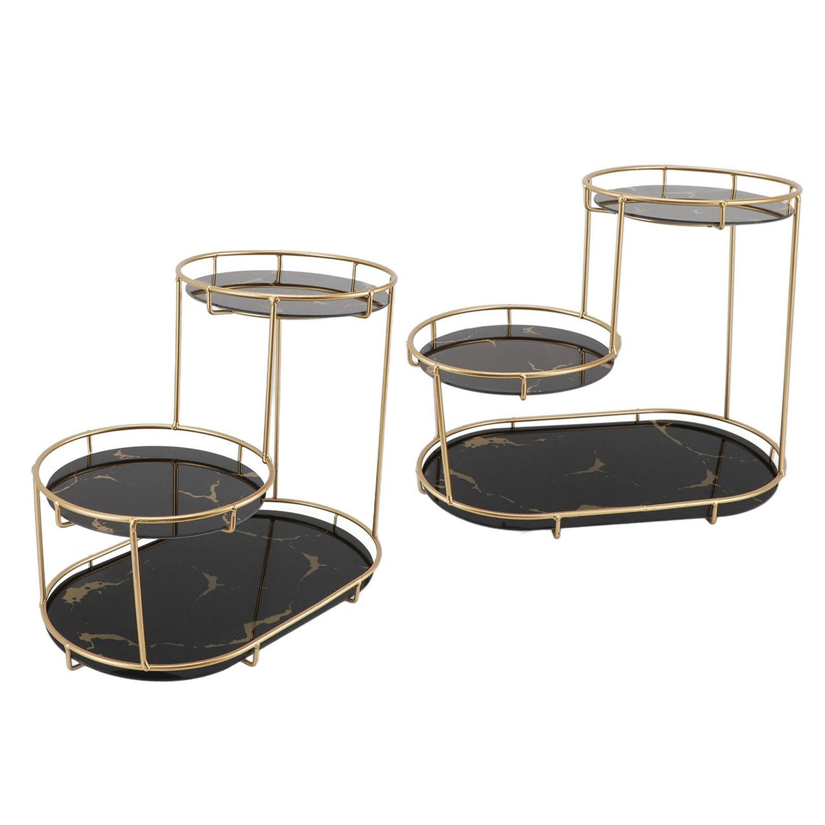 Makeup Shelf Organizer Iron Glass Stylish Modern Bathroom Countertop Organizer for Cosmetic Perfume Skincare Black Background